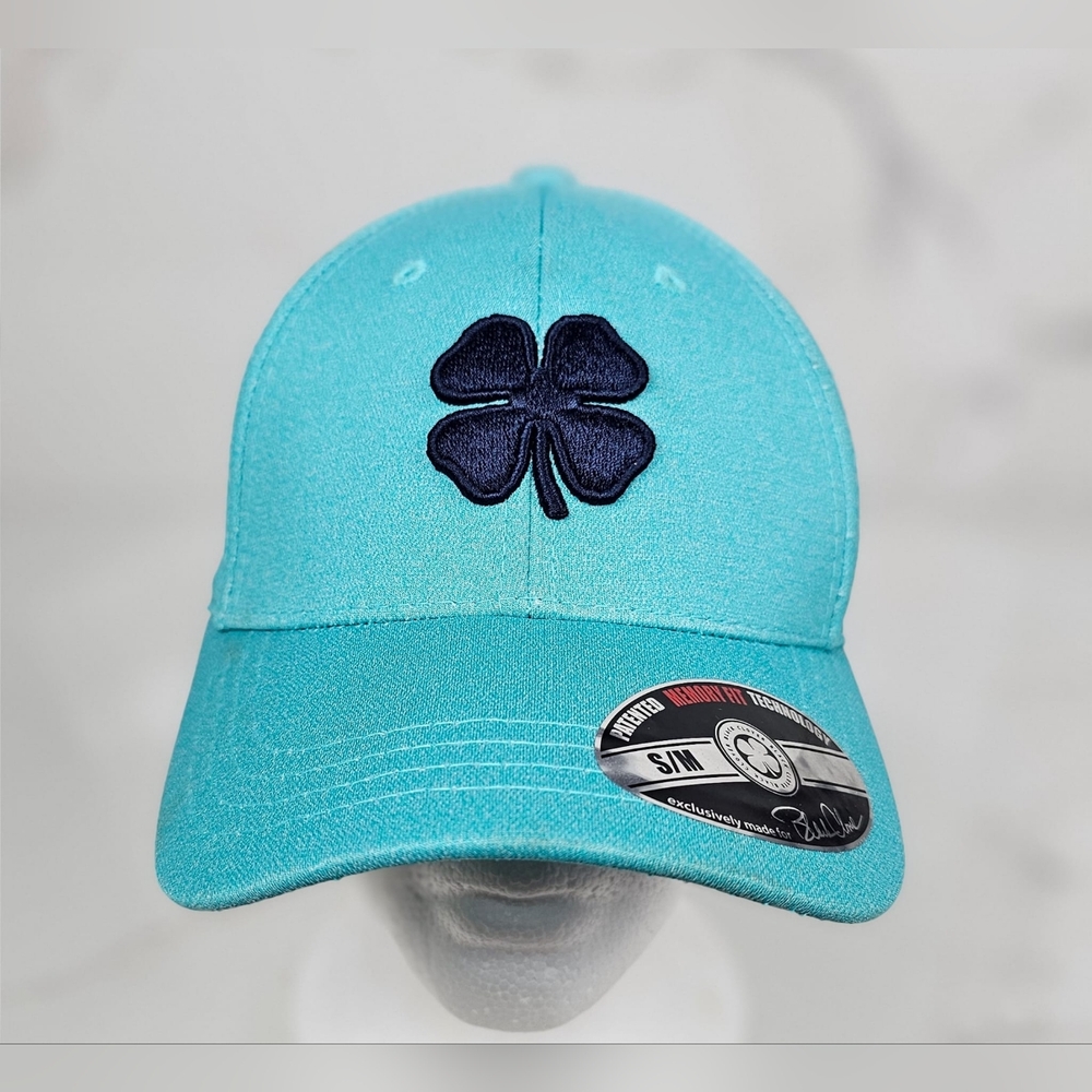 NWT Live Lucky Black Clover‎ Hat S/M Teal Blue Baseball Cap Top Golf Memory Fit